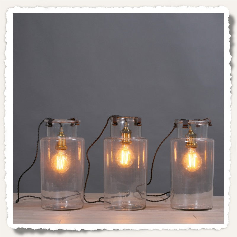 Greige Vintage Pharmacy Jar Bottle Lamp