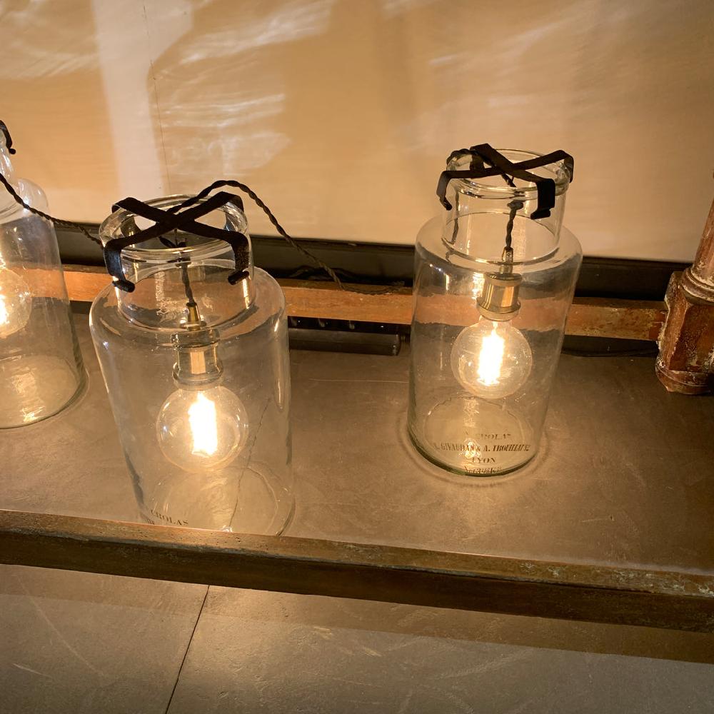 Greige Vintage Pharmacy Jar Bottle Lamp