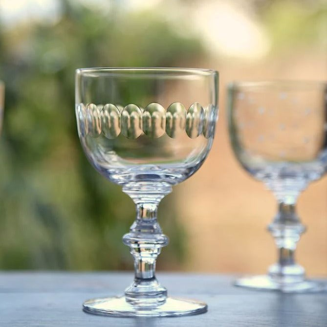 greige Vintage Style Wine Goblet - Lens - Set of Six
