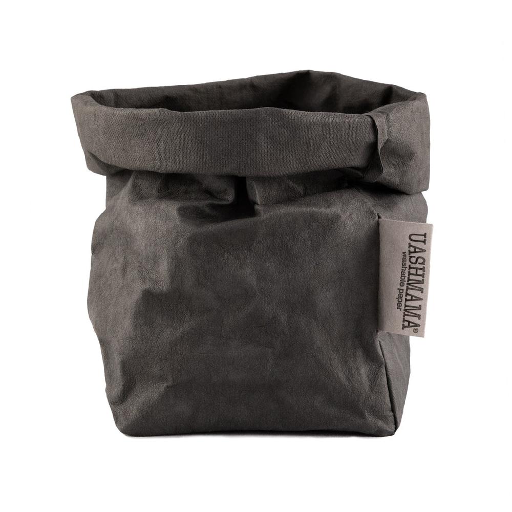 Greige Washable Paper Bag From Italy - Dark Grey