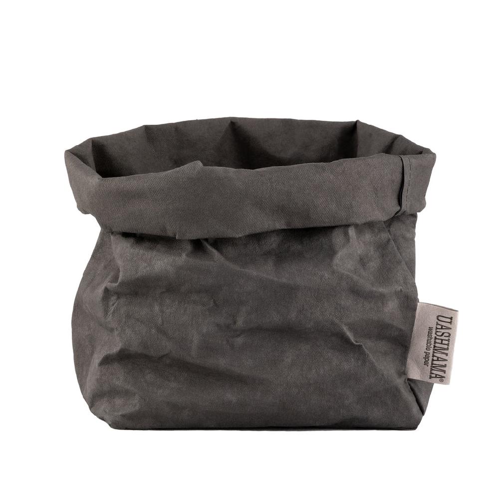 Greige Washable Paper Bag From Italy - Dark Grey