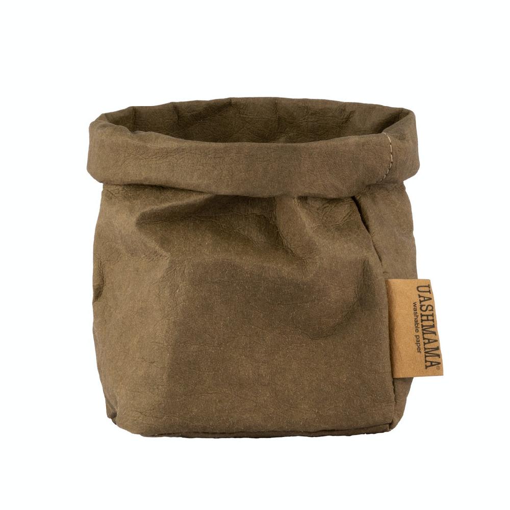 greige Washable Paper Bag from Italy - Olive