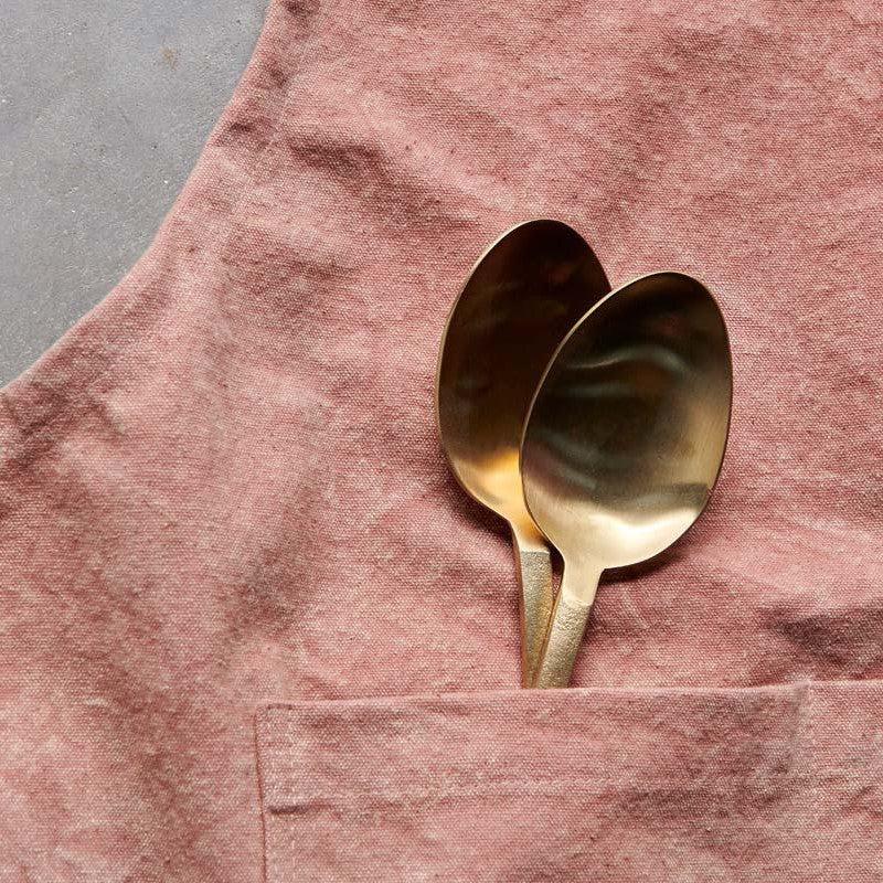 Greige Washed Canvas Apron - Rust Or Navy