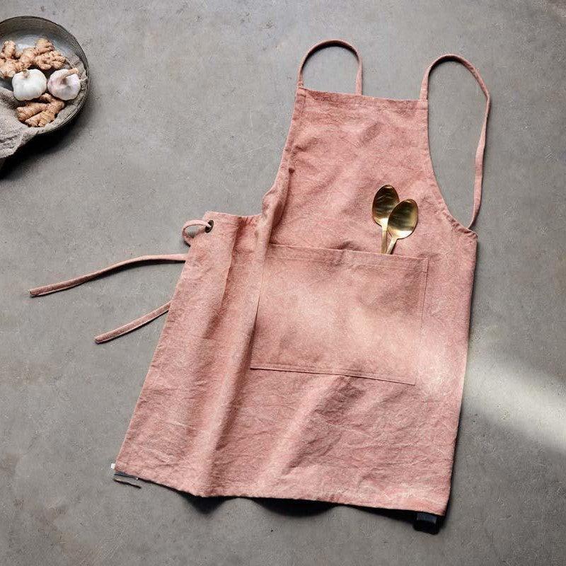 greige Washed Canvas Apron - Rust or Navy