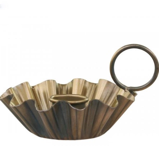 Greige Wavy Antique Brass Chamberstick