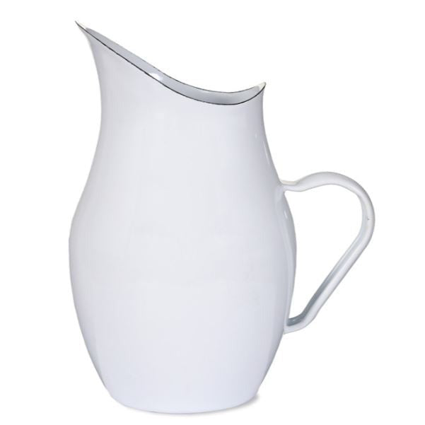 Greige White Enamel Water Pitcher