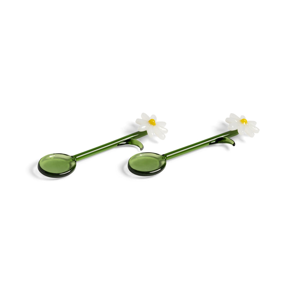 Greige White Flora Spoon - Set Of Two