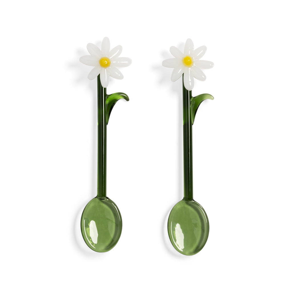 Greige White Flora Spoon - Set Of Two