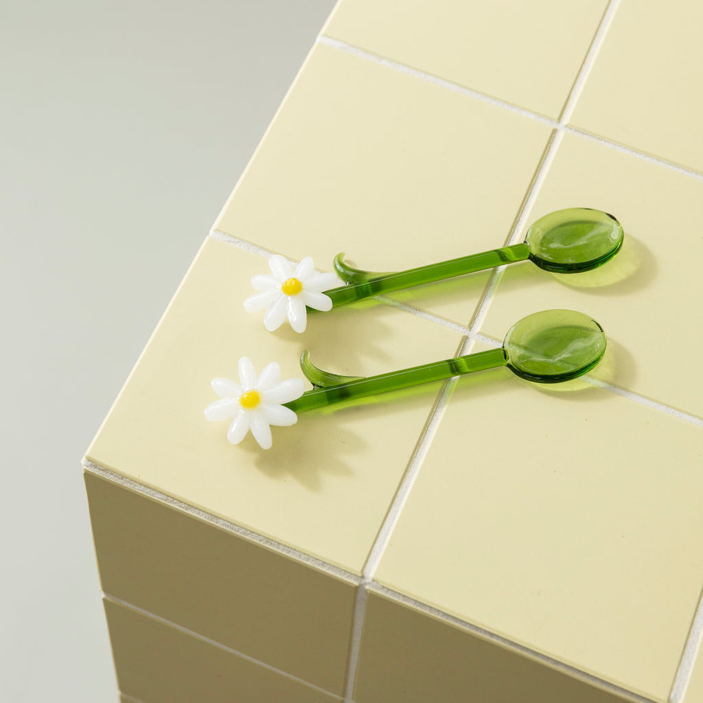 greige White Flora Spoon - Set of Two