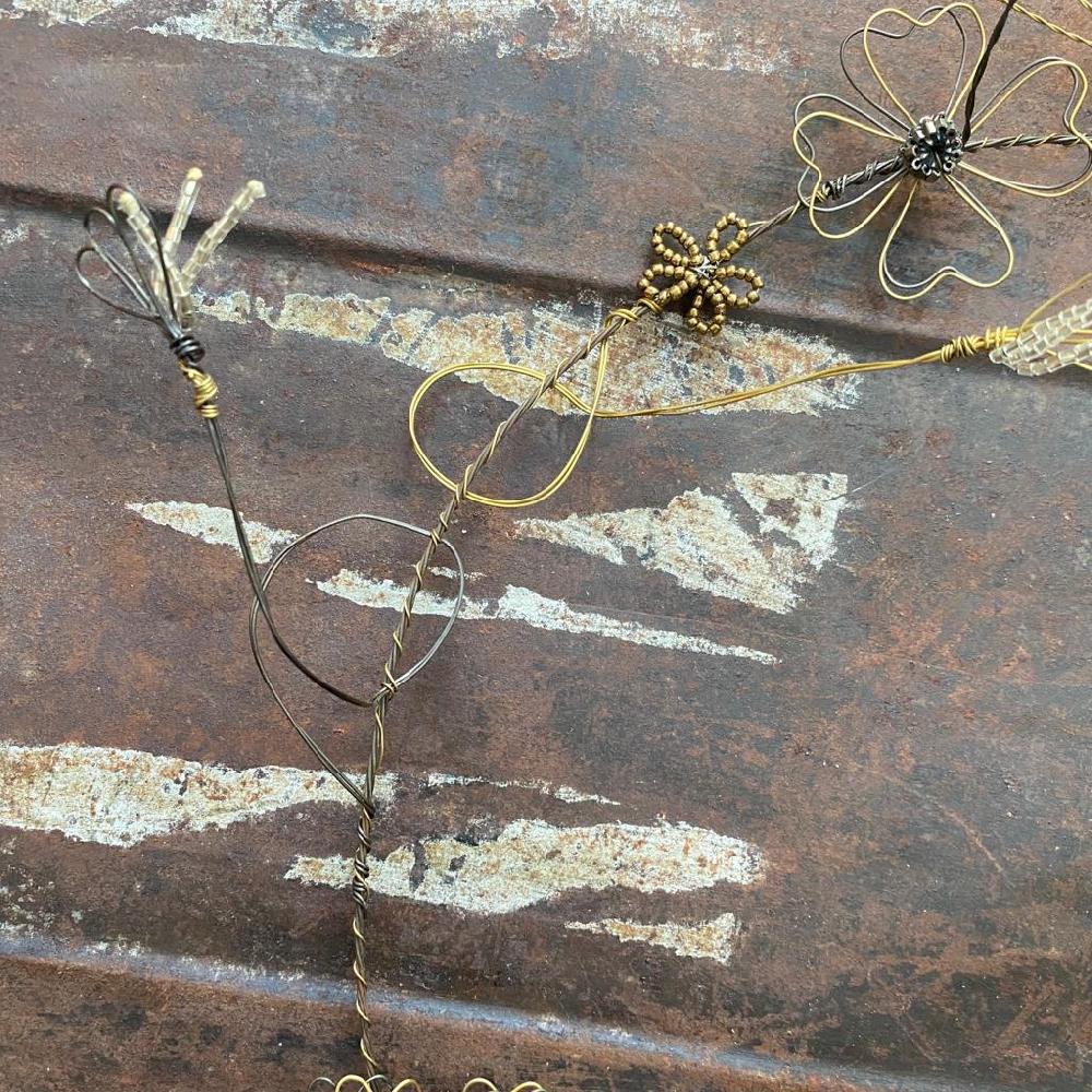 Greige Wire & Bead Flower Wreath - Walther & Co Denmark