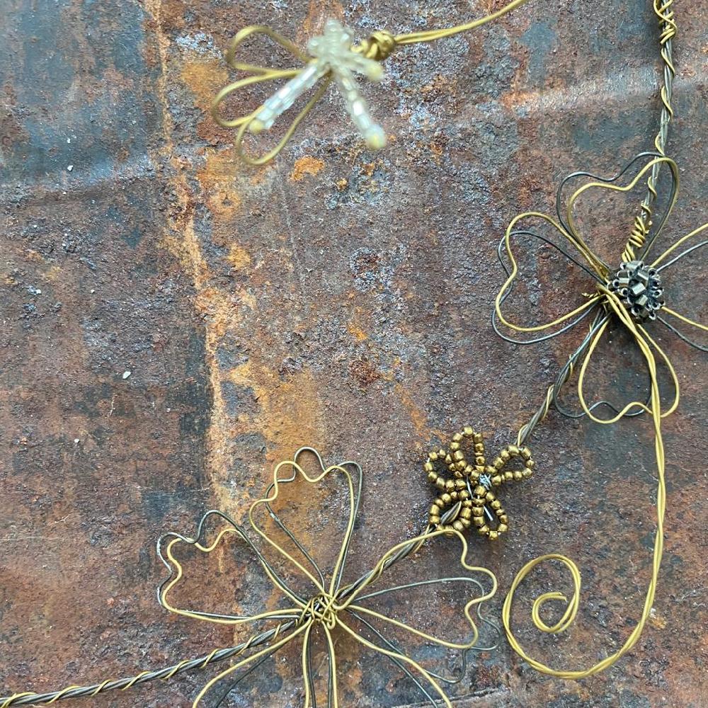 Greige Wire & Bead Flower Wreath - Walther & Co Denmark