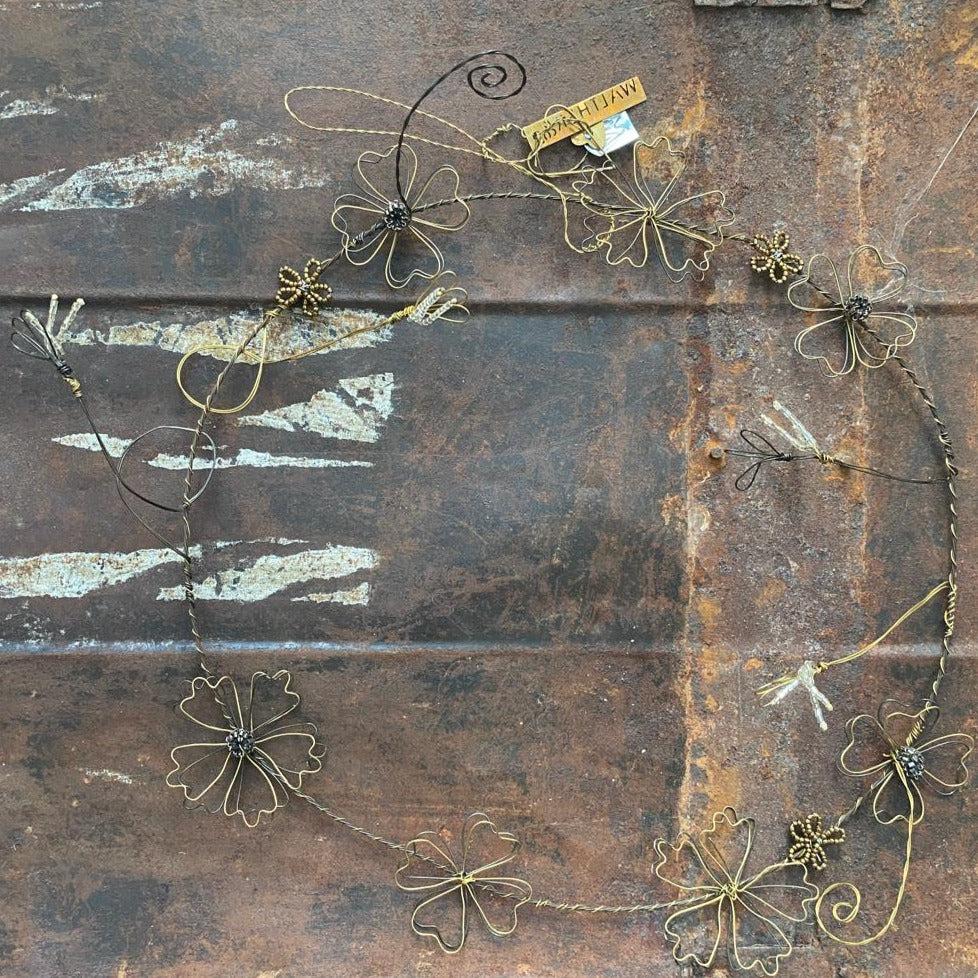 greige Wire & Bead Flower Wreath - Walther & Co Denmark