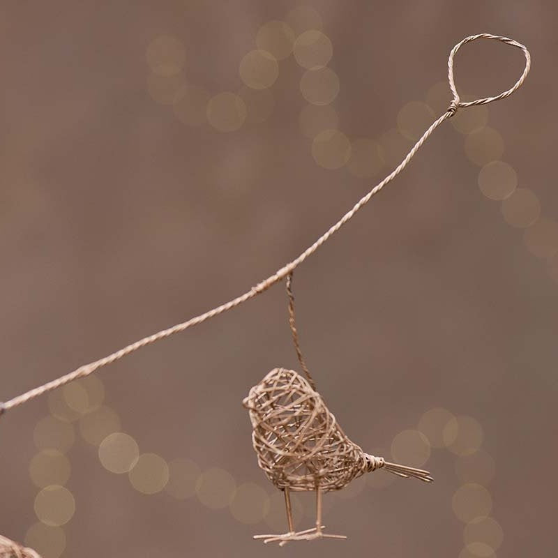 Greige Wire Bird Garland - Brass - 130cm