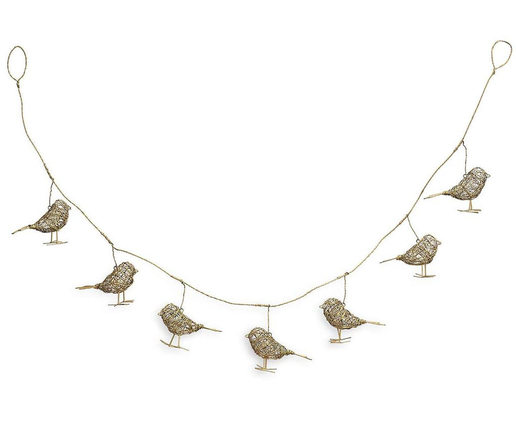 Greige Wire Bird Garland - Brass - 130cm