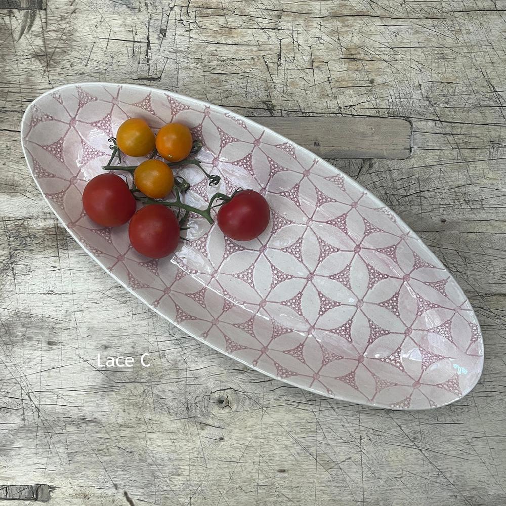 Greige Wonki Ware Bamboo Platter - Medium - Pink Lace