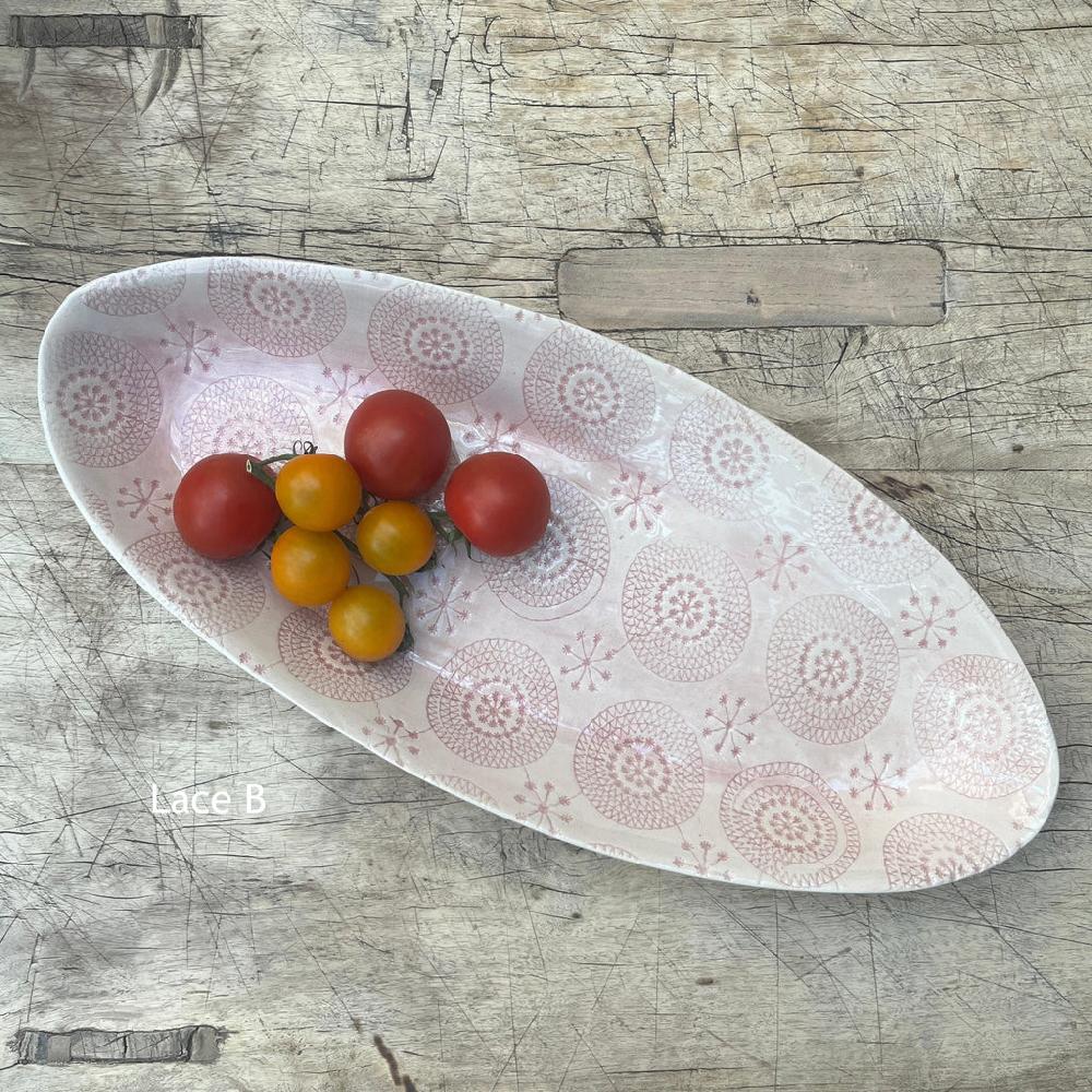 Greige Wonki Ware Bamboo Platter - Medium - Pink Lace