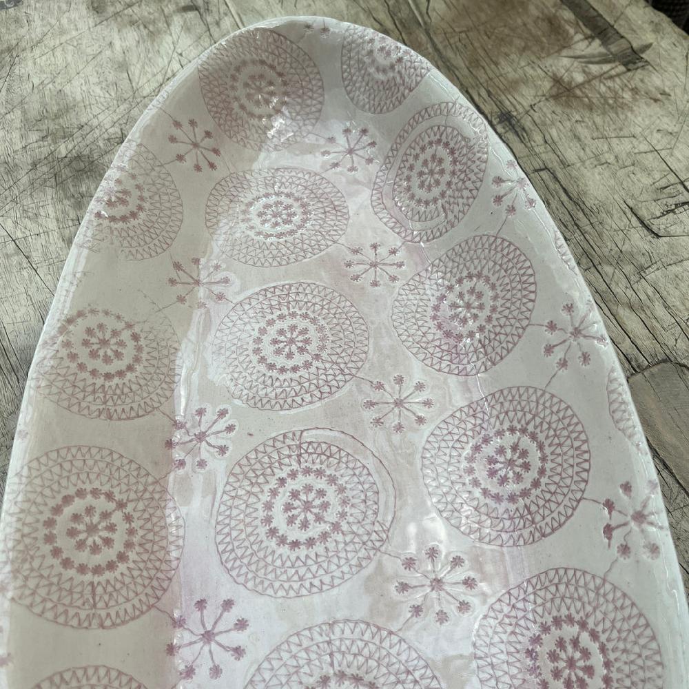 Greige Wonki Ware Bamboo Platter - Medium - Pink Lace