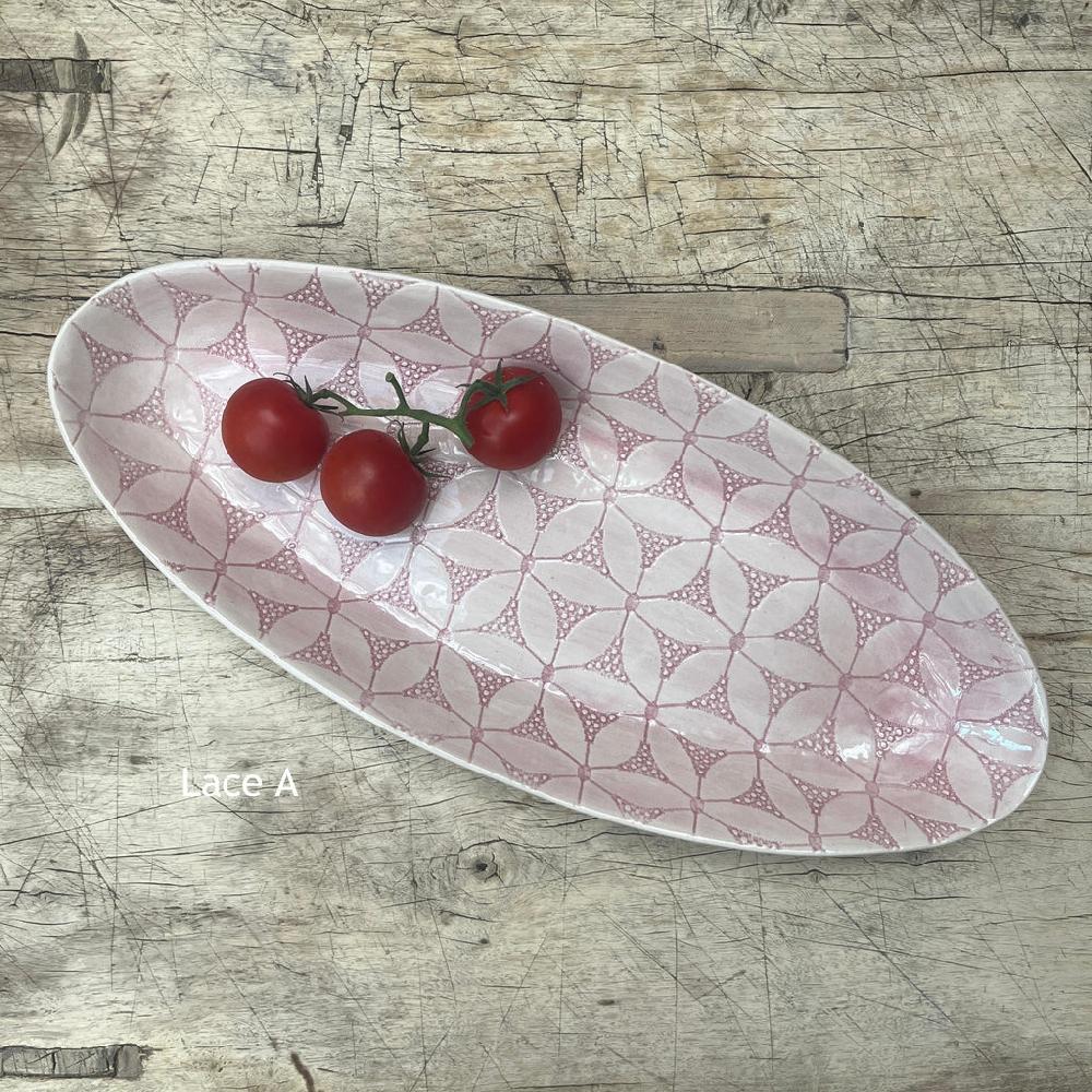greige Wonki Ware Bamboo Platter - Medium - Pink Lace