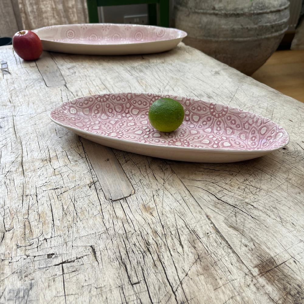 Greige Wonki Ware Bamboo Platter - Small - Pink Lace