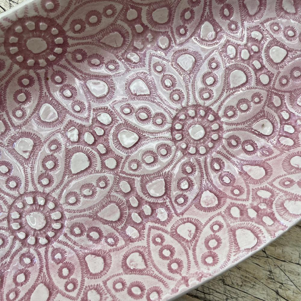 Greige Wonki Ware Bamboo Platter - Small - Pink Lace