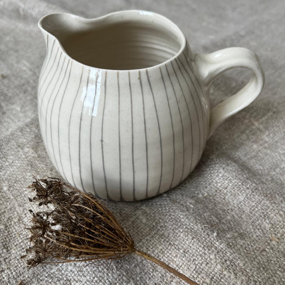 Greige Wonki Ware Bell Jug - 250ml - Warm Grey Lines