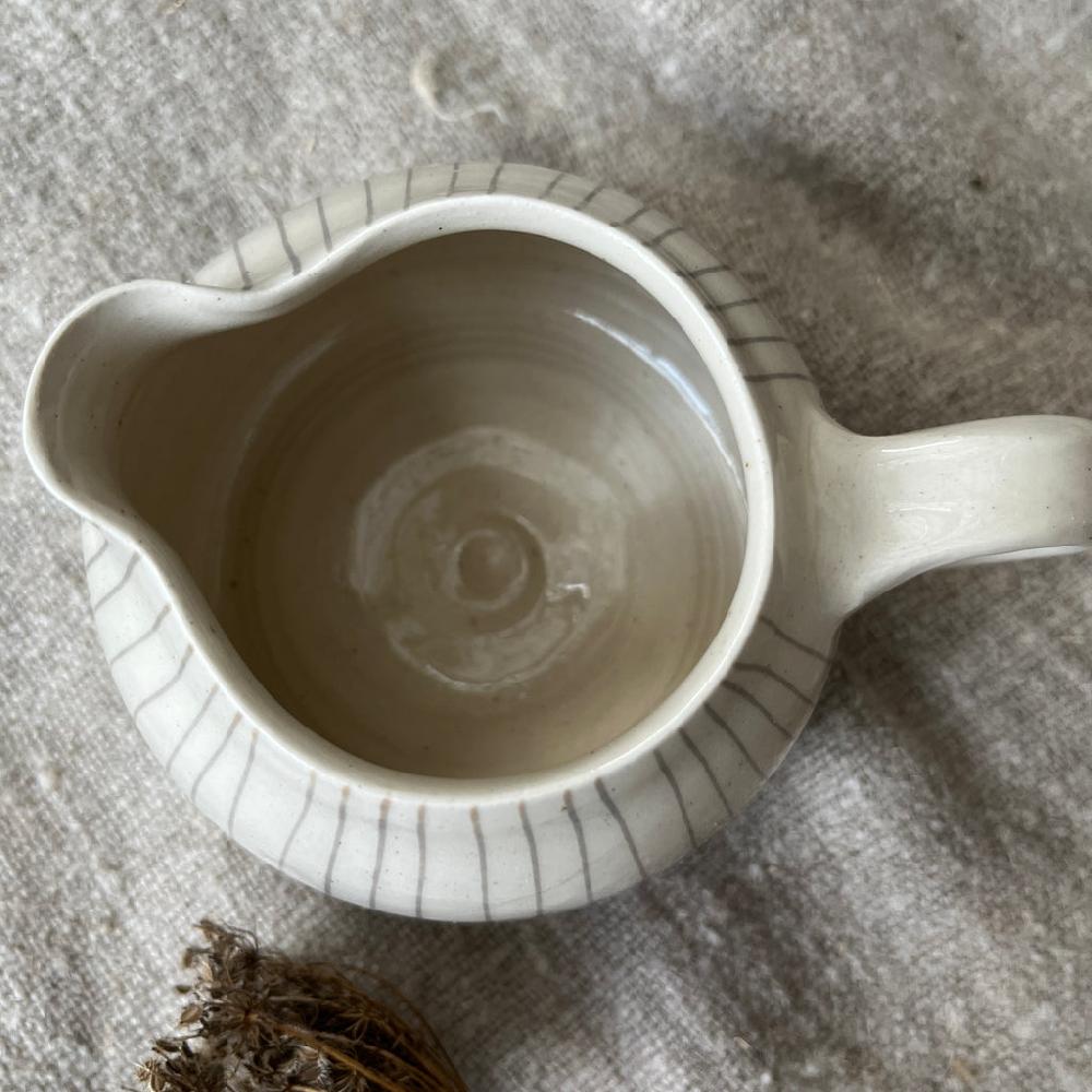 Greige Wonki Ware Bell Jug - 250ml - Warm Grey Lines