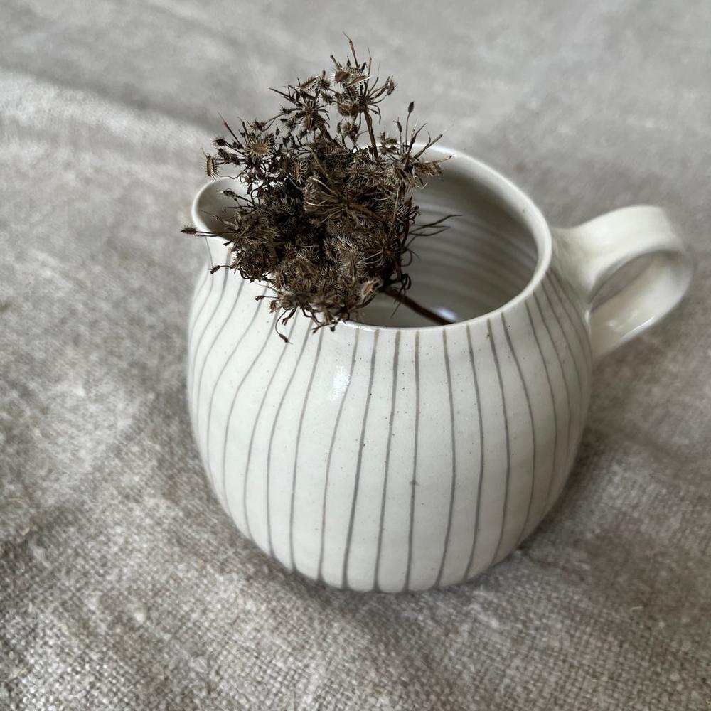 greige Wonki Ware Bell Jug - 250ml - Warm Grey Lines