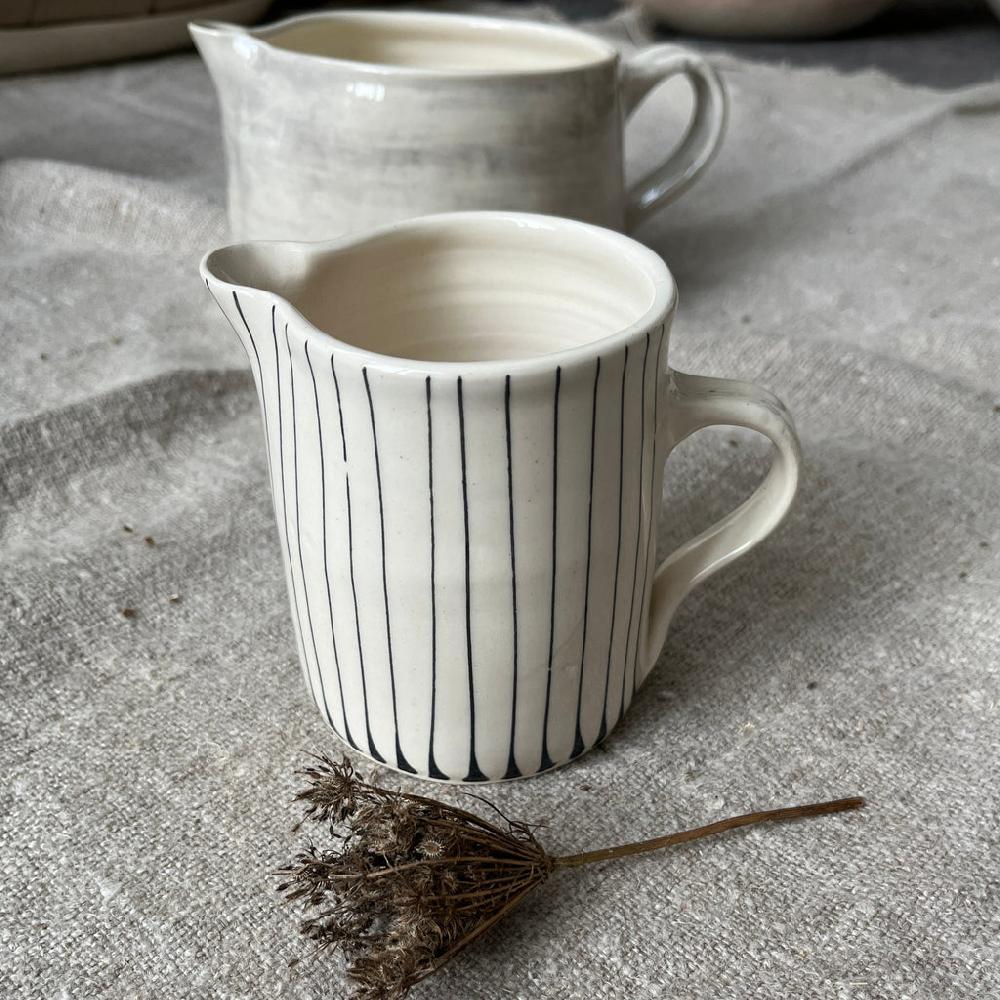 Greige Wonki Ware Jug - 250ml - Charcoal Lines