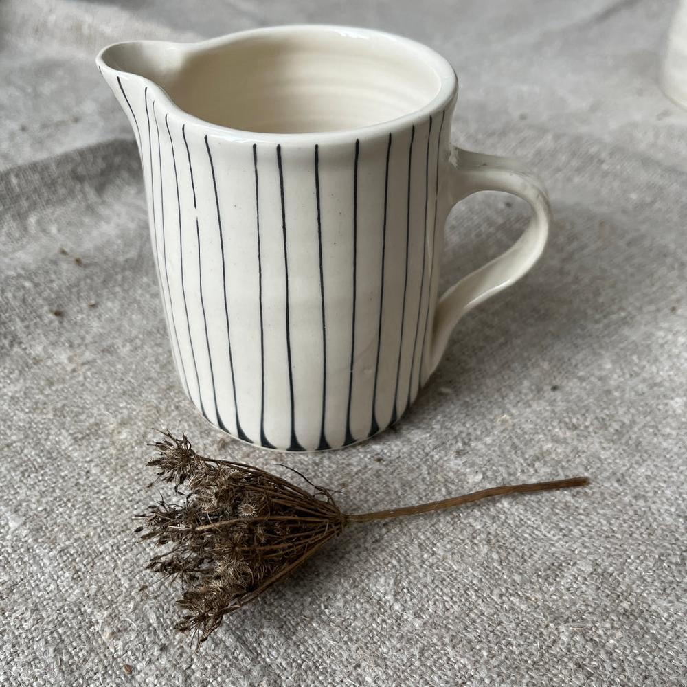 greige Wonki Ware Jug - 250ml - Charcoal Lines
