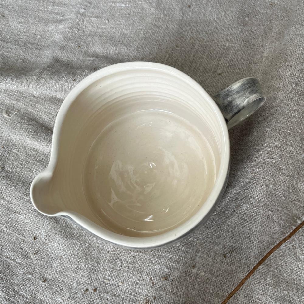 Greige Wonki Ware Large Squat Custard Jug - Charcoal