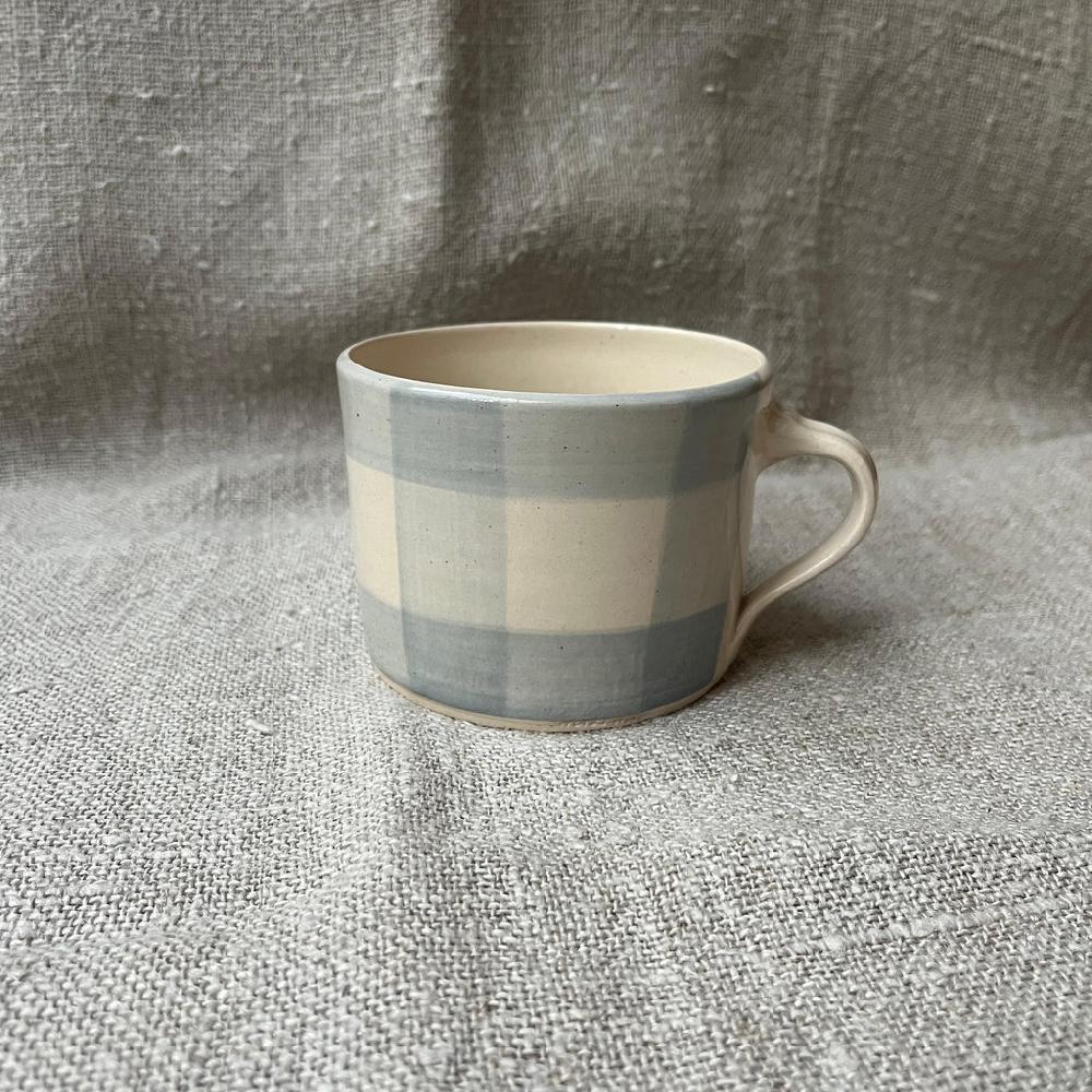 Greige Wonki Ware Mug - Squat - Gingham