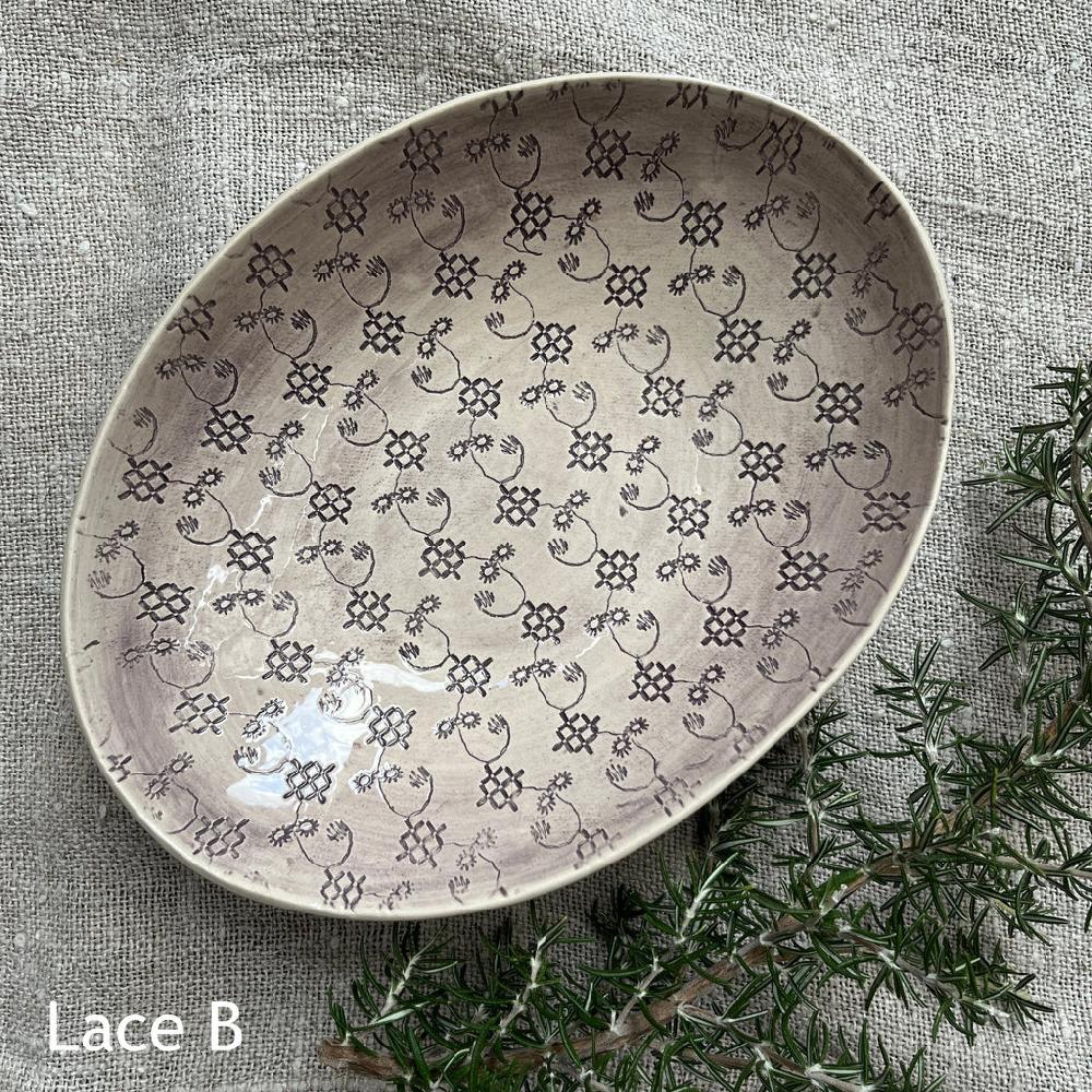 Greige Wonki Ware Oval Bowl - Medium - Aubergine