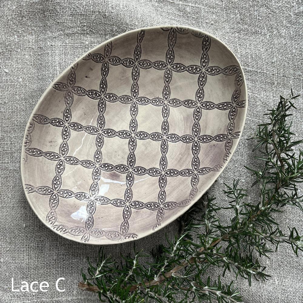 Greige Wonki Ware Oval Bowl - Medium - Aubergine