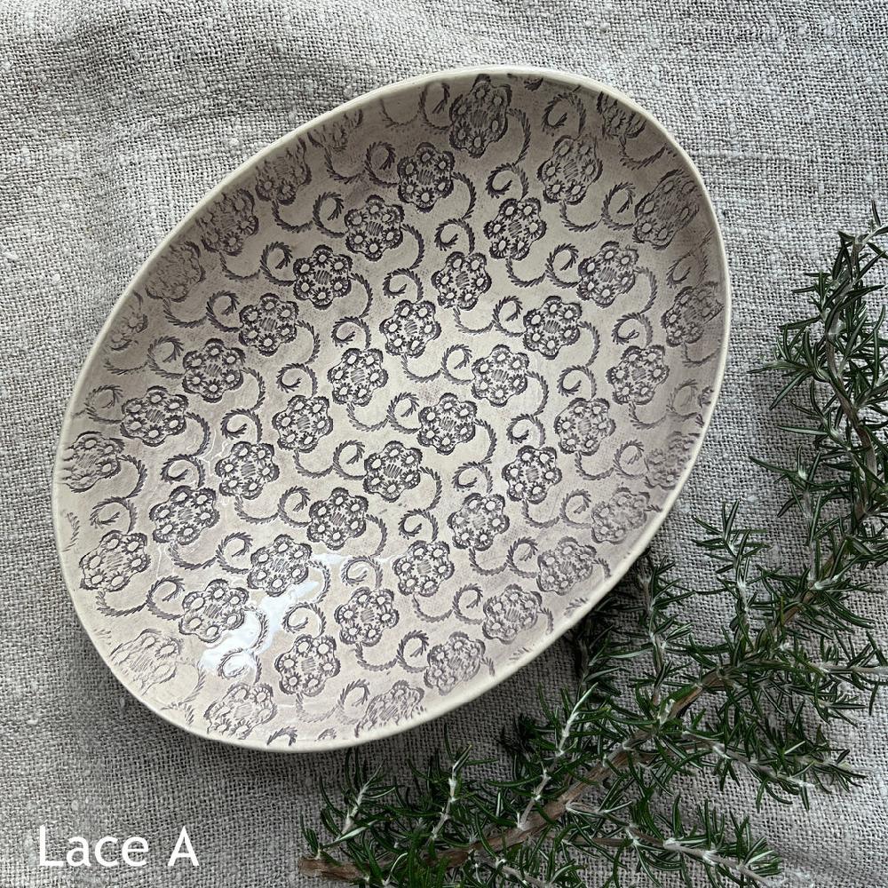 greige Wonki Ware Oval Bowl - Medium - Aubergine