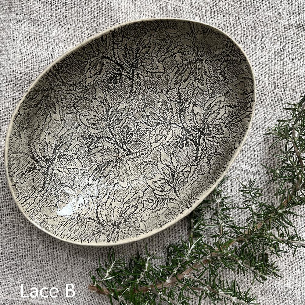 Greige Wonki Ware Oval Bowl - Medium - Charcoal