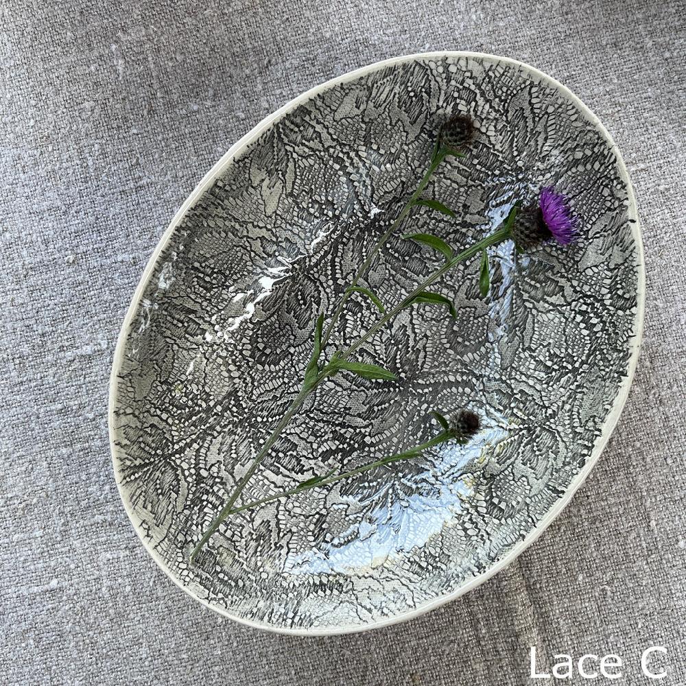 Greige Wonki Ware Oval Bowl - Medium - Charcoal