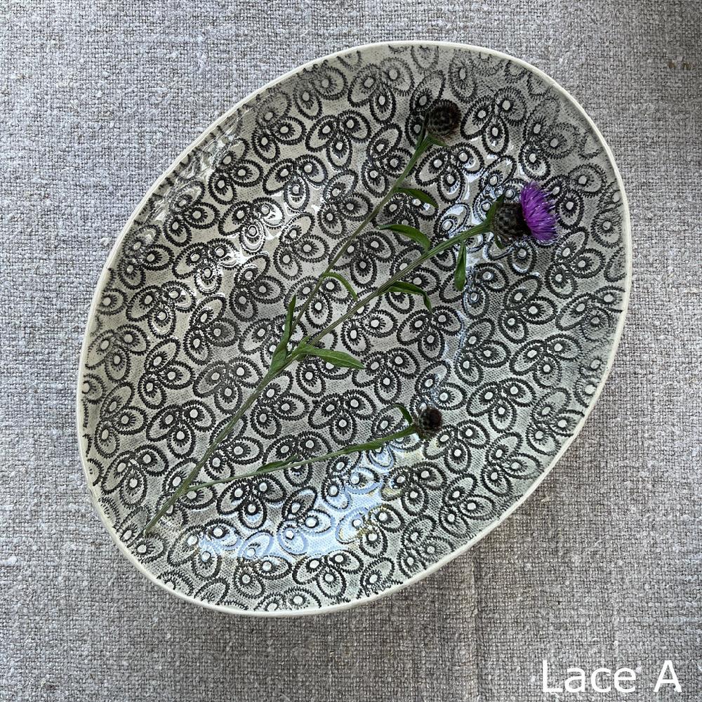 greige Wonki Ware Oval Bowl - Medium - Charcoal