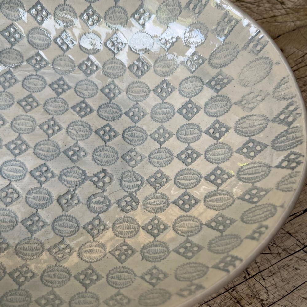 Greige Wonki Ware Oval Bowl - Medium - Duck Egg