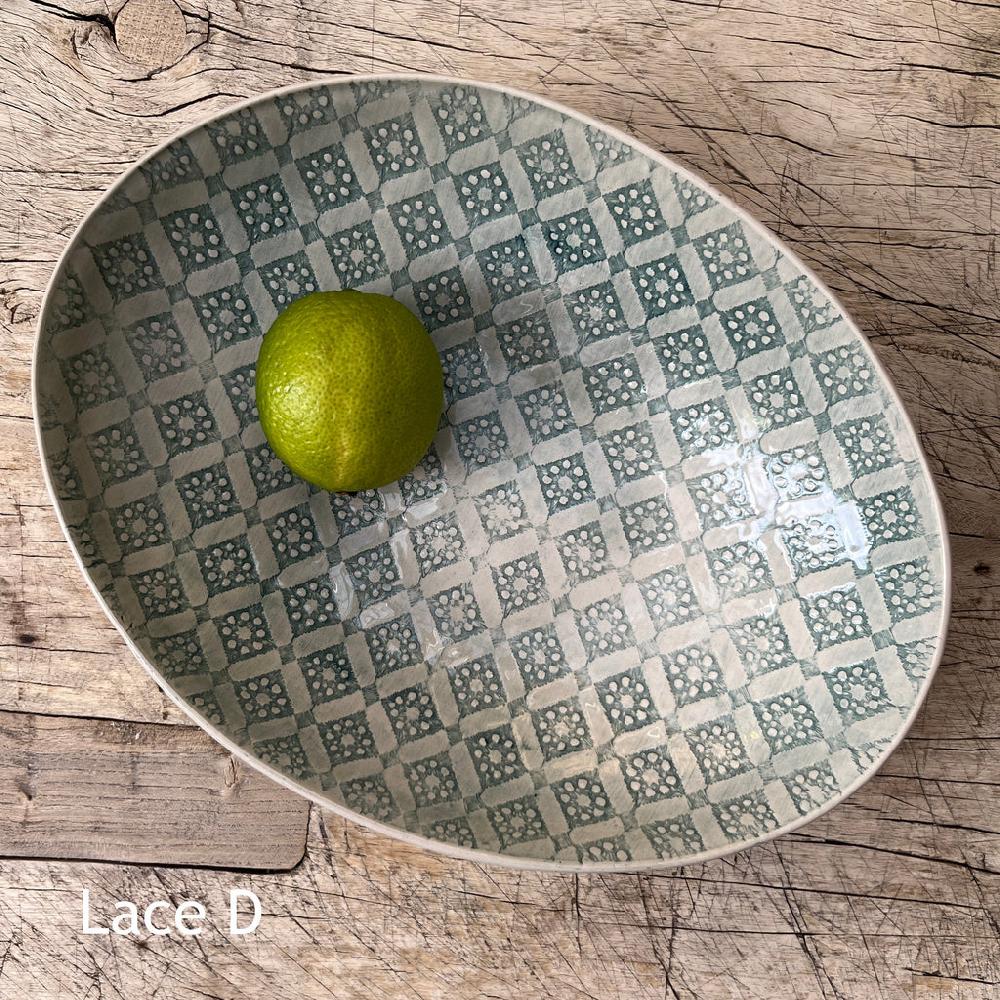 Greige Wonki Ware Oval Bowl - Medium - Marine Lace
