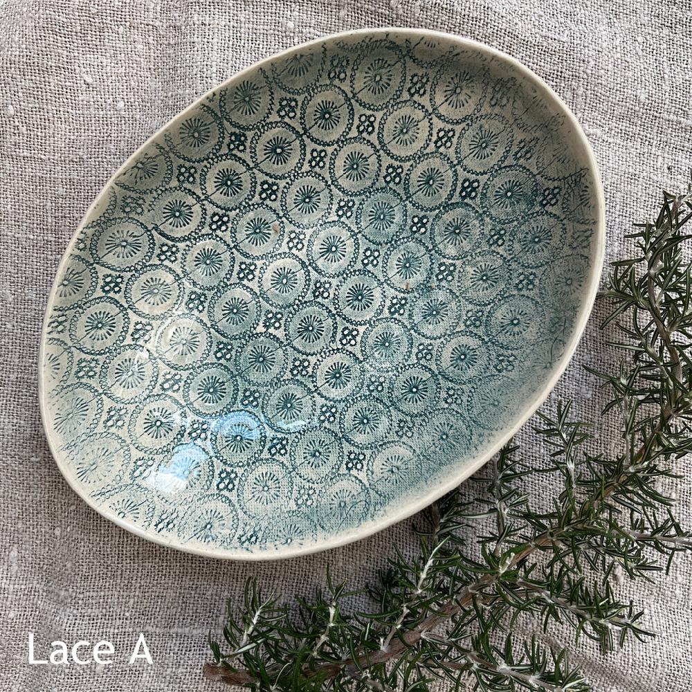 greige Wonki Ware Oval Bowl - Medium - Marine Lace