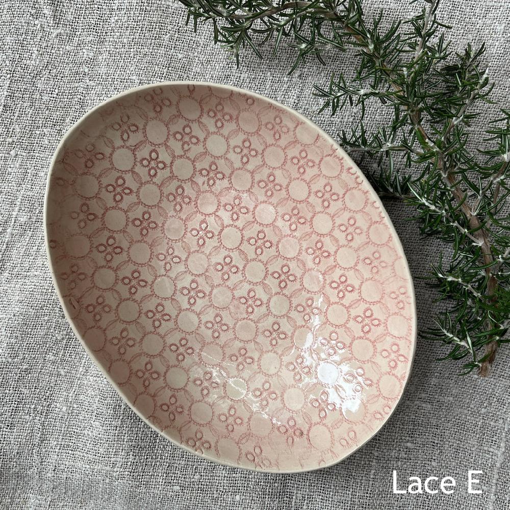 Greige Wonki Ware Oval Bowl - Medium - Pink