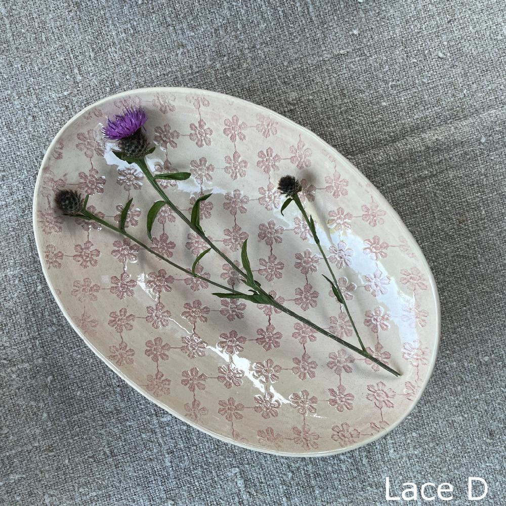 Greige Wonki Ware Oval Bowl - Medium - Pink