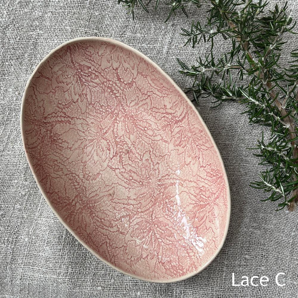 Greige Wonki Ware Oval Bowl - Medium - Pink