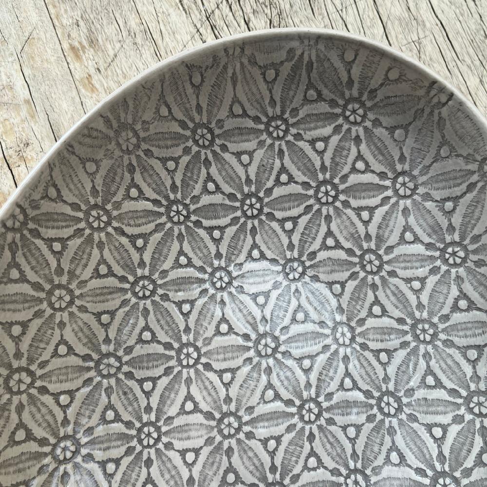 Greige Wonki Ware Oval Bowl - Medium - Warm Grey