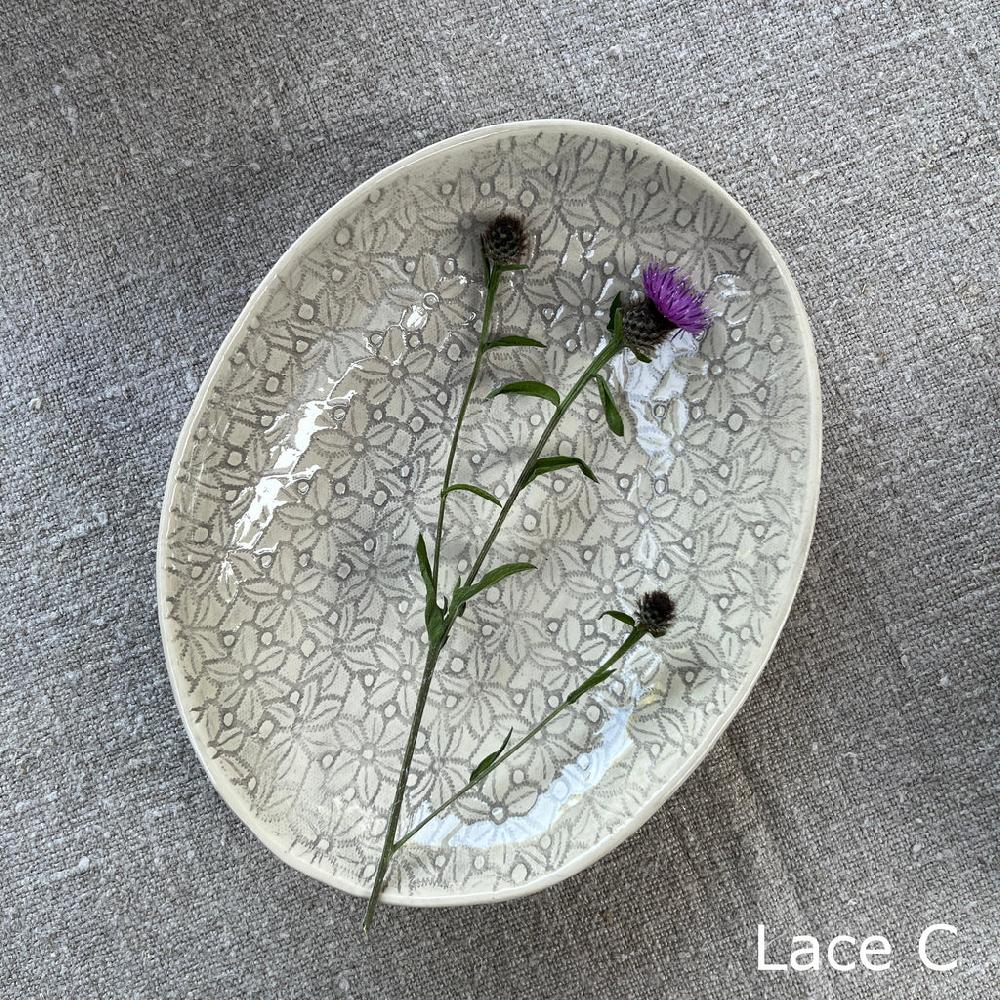 Greige Wonki Ware Oval Bowl - Medium - Warm Grey