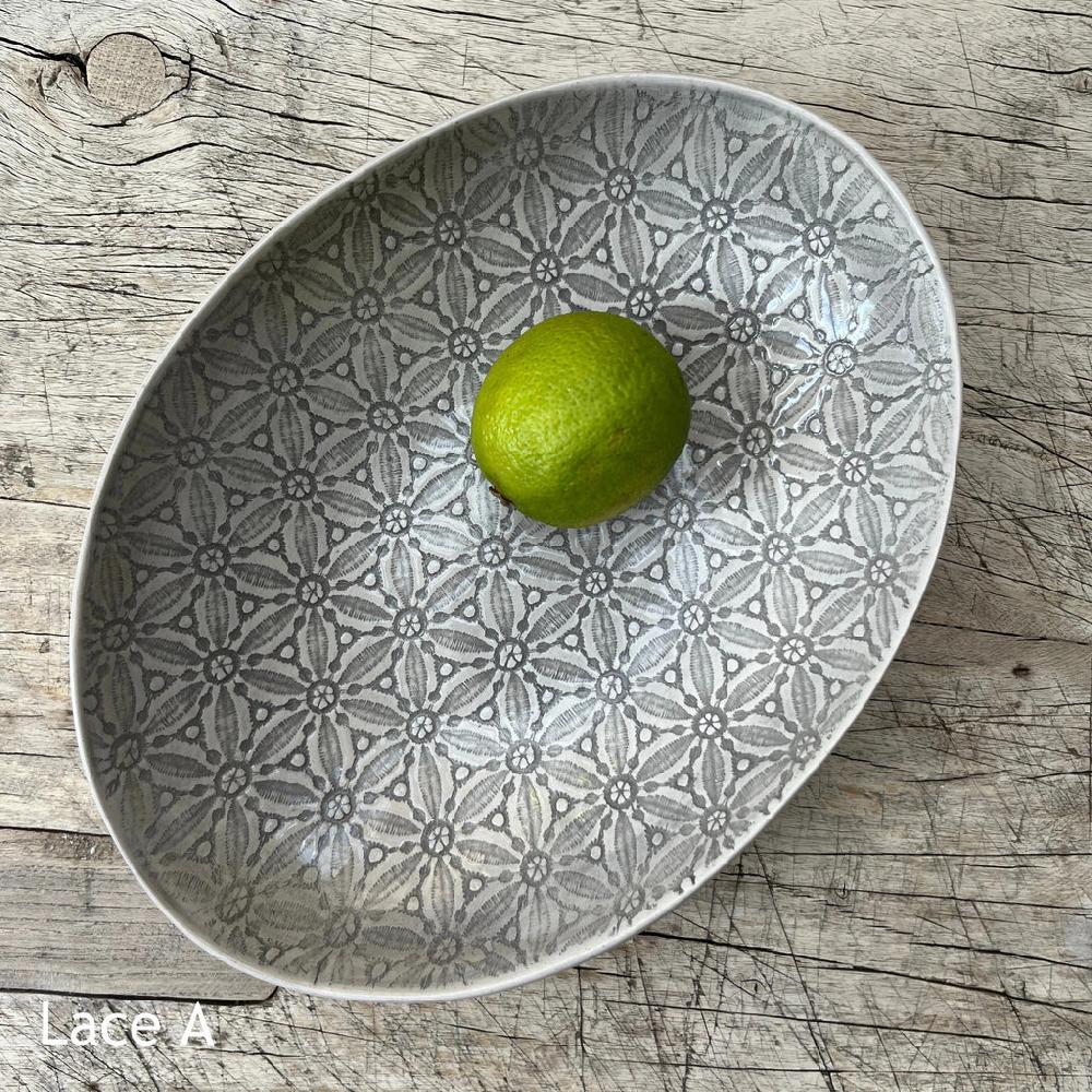 greige Wonki Ware Oval Bowl - Medium - Warm Grey