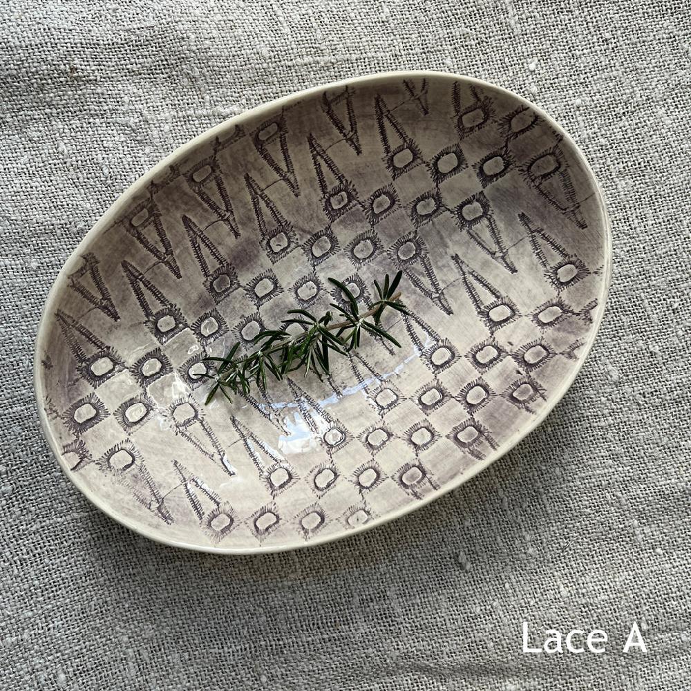 greige Wonki Ware Oval Bowl - Small - Aubergine