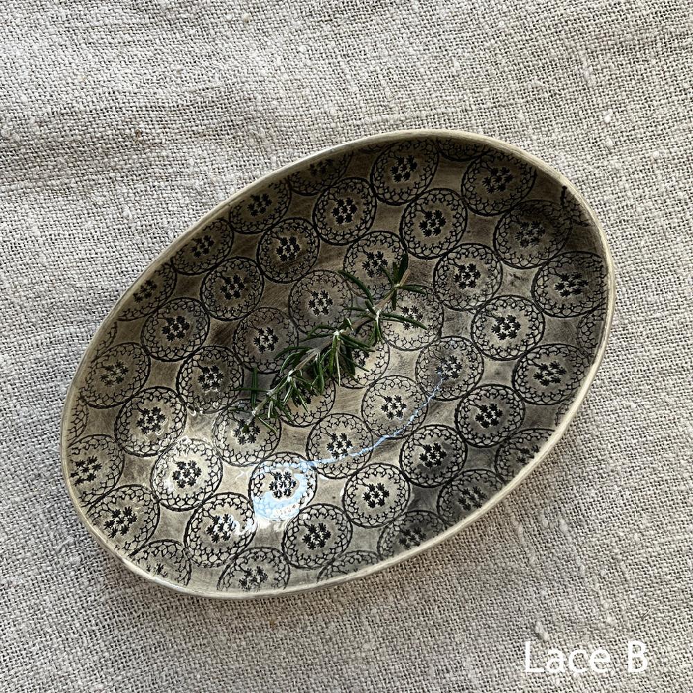 Greige Wonki Ware Oval Bowl - Small - Charcoal