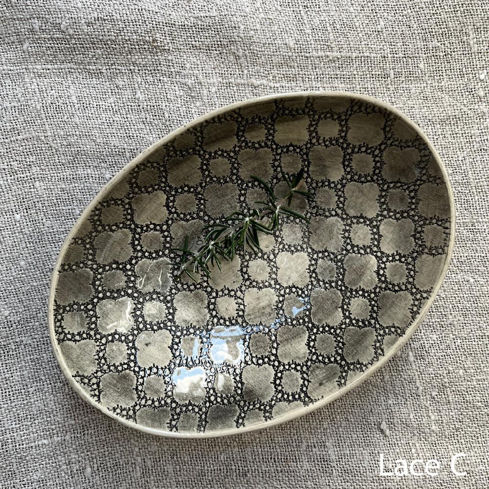 Greige Wonki Ware Oval Bowl - Small - Charcoal