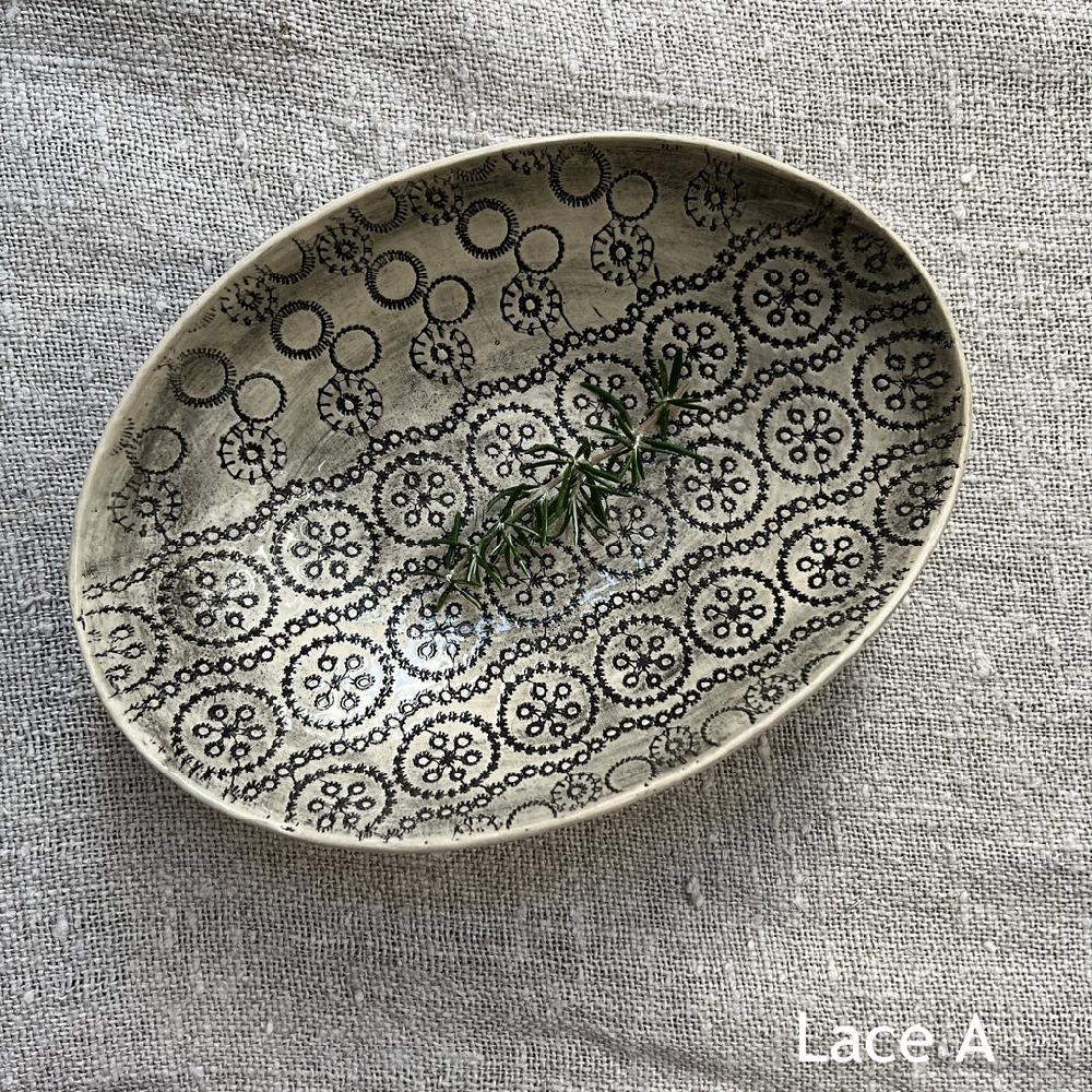 greige Wonki Ware Oval Bowl - Small - Charcoal